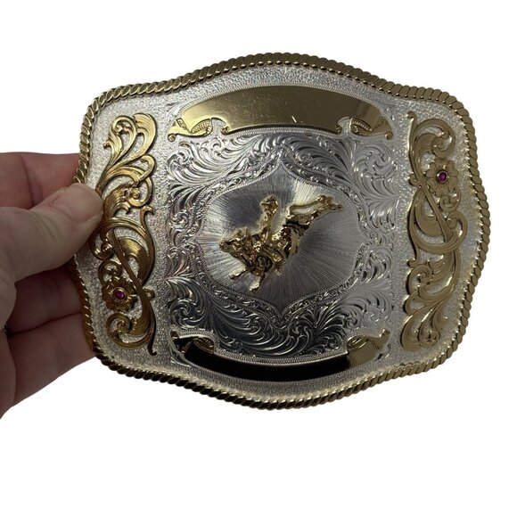 Vtg 1982 Siskiyou End of the Trail Belt Buckle Native American Indian Western - Picture 4 of 9